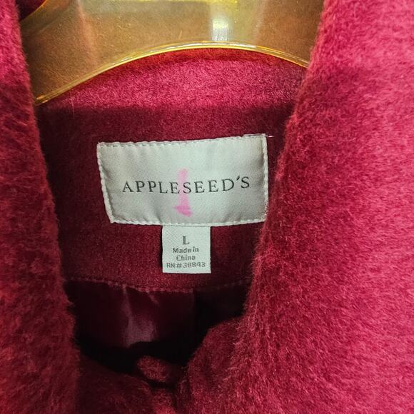 Apple Seeds Long Sleeve Button Down Coat Jacket Women Large Red Outerwear Office - Picture 4 of 9